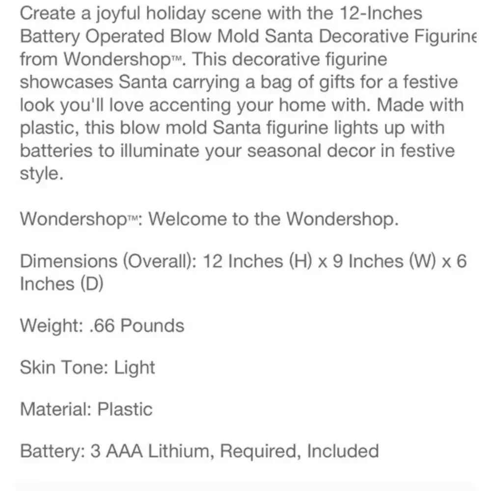 Target Wondershop Christmas Blow Mold light up Santa